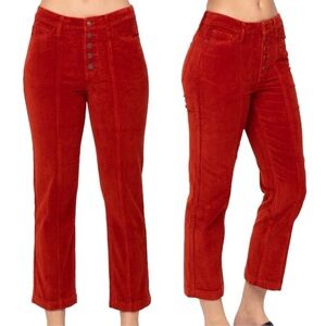 Judy Blue The Aubrey Ankle Straight Corduroy Size 11/30 Rust Orange